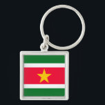 Surinam Fyrkantig Silverfärgad Nyckelring<br><div class="desc">Surinam</div>