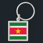 Surinam Fyrkantig Silverfärgad Nyckelring<br><div class="desc">Surinam</div>