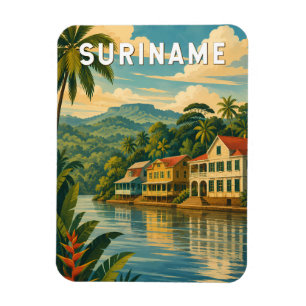 Surinam Illustration Resa Konst Vintage Magnet