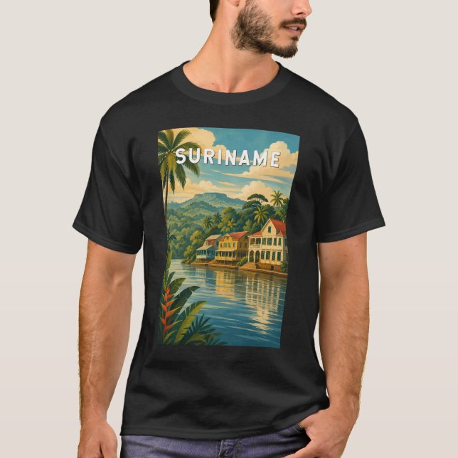 Surinam Illustration Resa Konst Vintage T Shirt (Framsida)