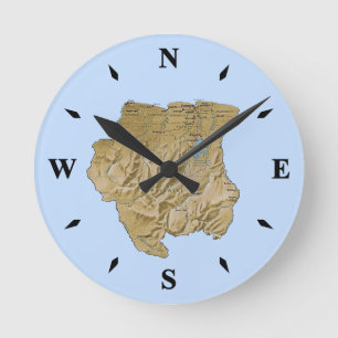 Surinam Karta Clock Rund Klocka