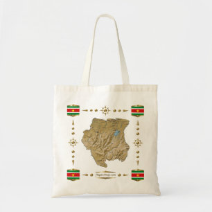 Surinam Karta + Flaggor Bag Tygkasse