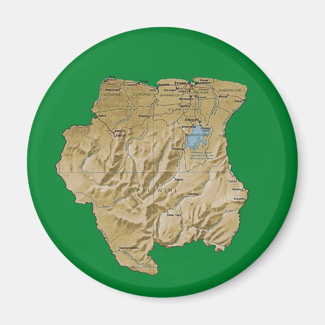 Surinam Karta Magnet (Framsidan)