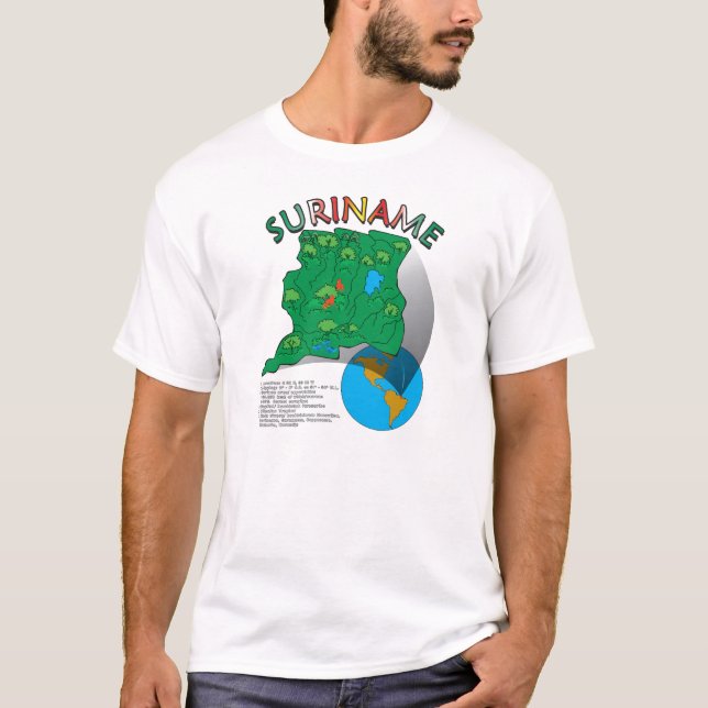 Surinam karta tee shirt (Framsida)
