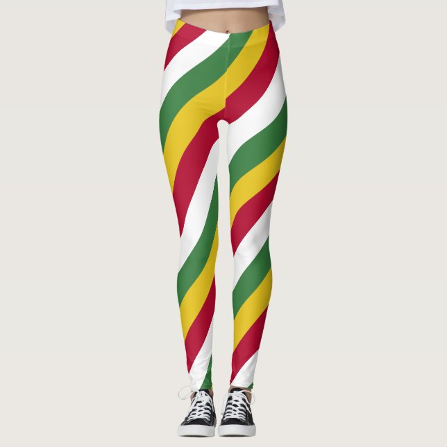 Surinam National Flagga Färg Diagonal Stripe Leggings (Framsida)