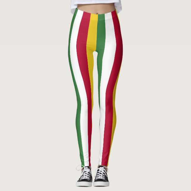 Surinam National Flagga Färg Lodrät Stripe Leggings (Framsida)