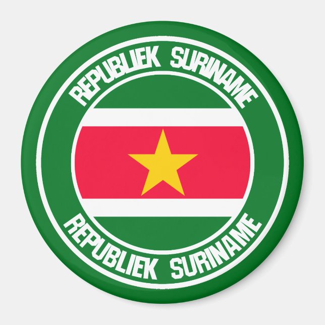 Surinam Round Emblem Magnet (Framsidan)