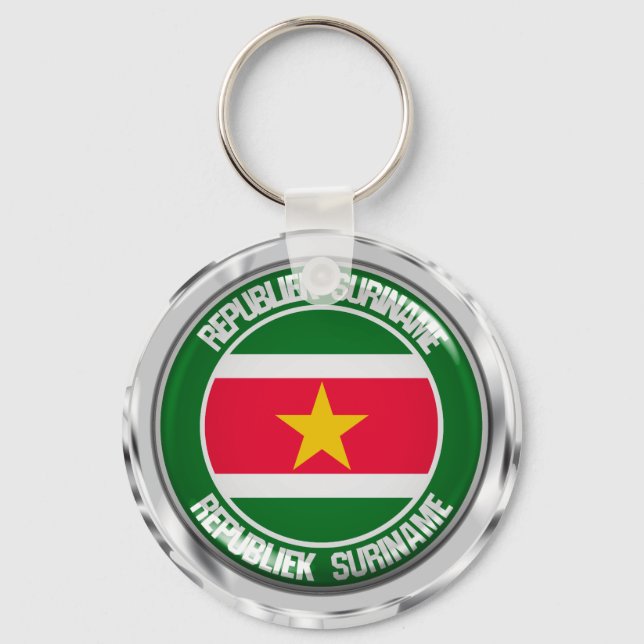 Surinam Round Emblem Nyckelring (Framsida)