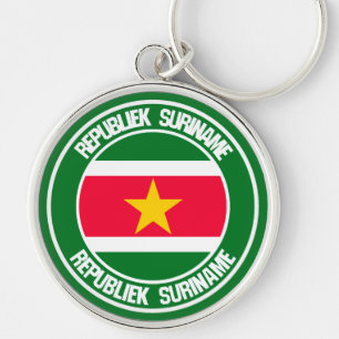 Surinam Round Emblem Rund Silverfärgad Nyckelring