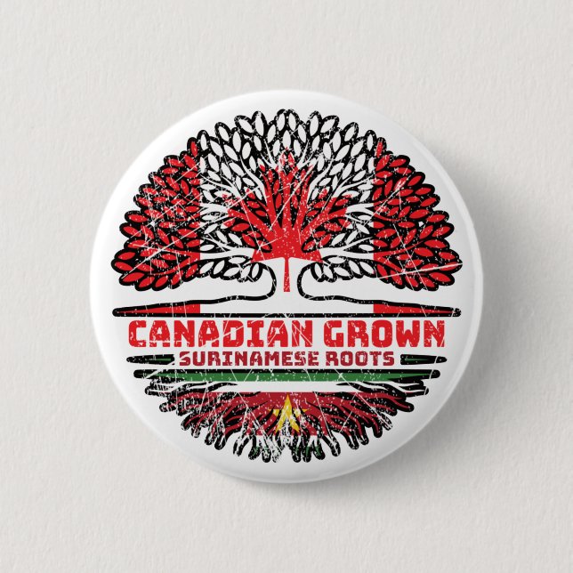 Surinam Surinamese Canadian Canada Träd Roots Flag Knapp (Framsida)