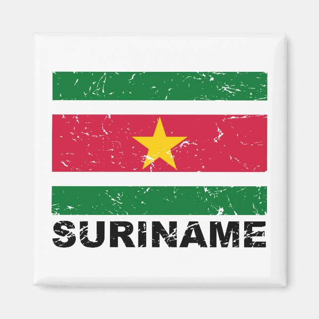 Surinam Vintage Flagga Magnet (Framsidan)