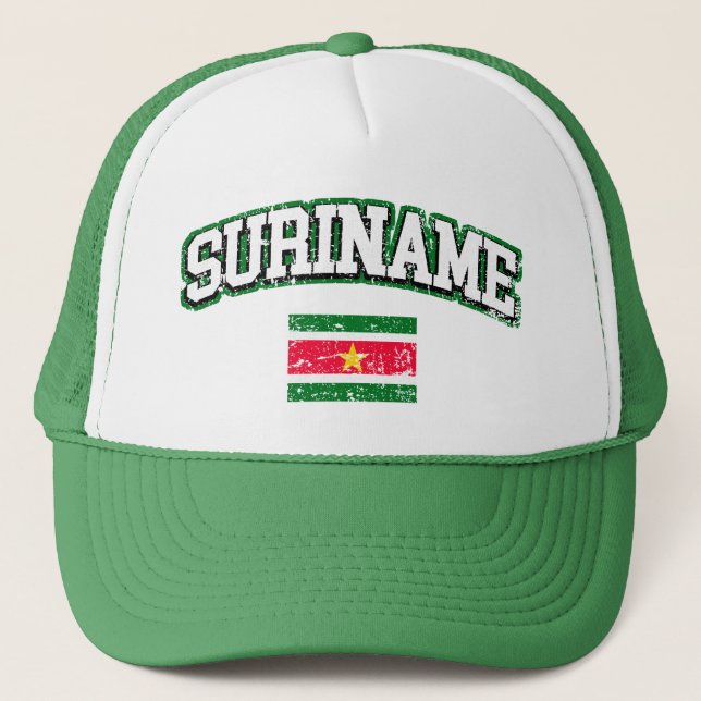 Surinam Vintage Flagga Truckerkeps (Framsida)