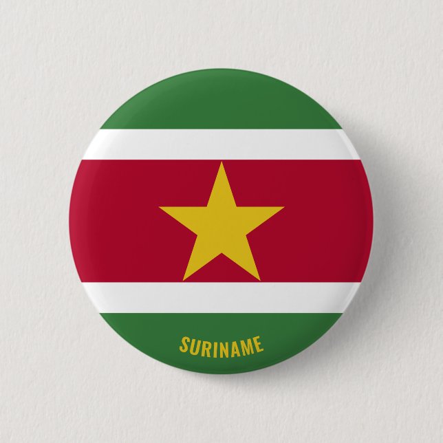 Suriname Flagga Charming Patriotic Button Knapp (Framsida)