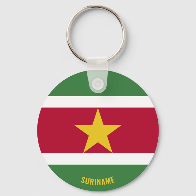 Suriname Flagga Charming Patriotic Nyckelring (Framsida)