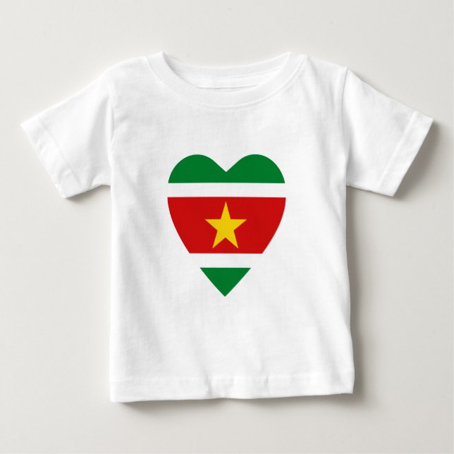 Suriname Flagga Heart T-Shirt (Framsida)