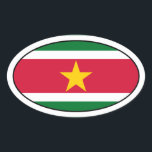 Suriname Flagga Oval Sticker Ovalt Klistermärke<br><div class="desc">Oval Sticker med republiken Surinam. Sticker ovalado con la bandera de Surinam.</div>