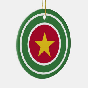 Suriname Flagga Roundel, Round Surinamese Flagga Julgransprydnad Keramik