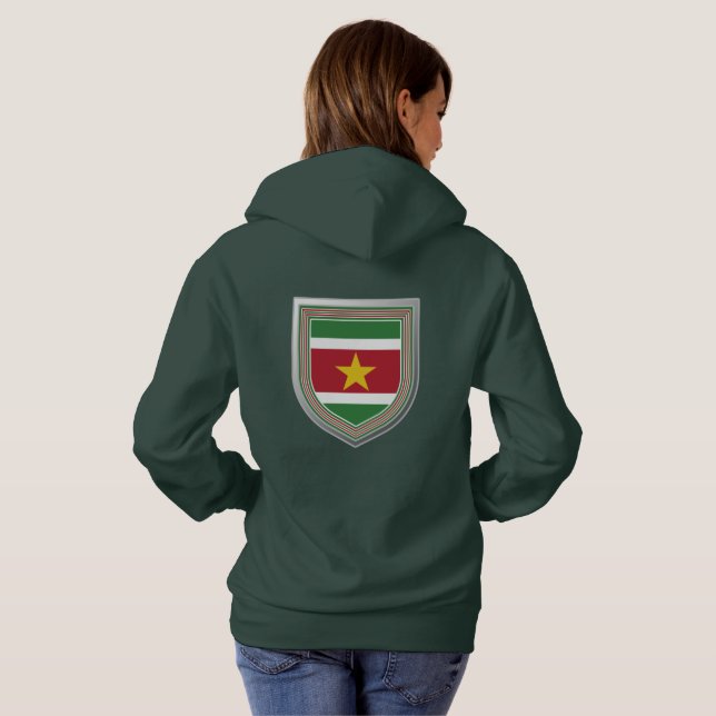 Suriname Flagga Shield Hoodie T Shirt (Hel baksida)