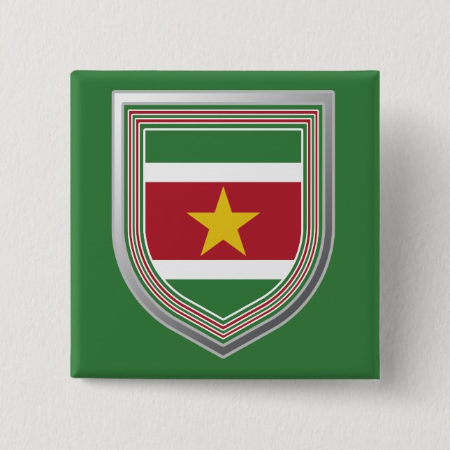 Suriname Flagga Shield Knapp (Framsida)