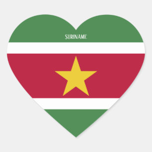 Suriname Flagga Splendid Patriotic Hjärtformat Klistermärke