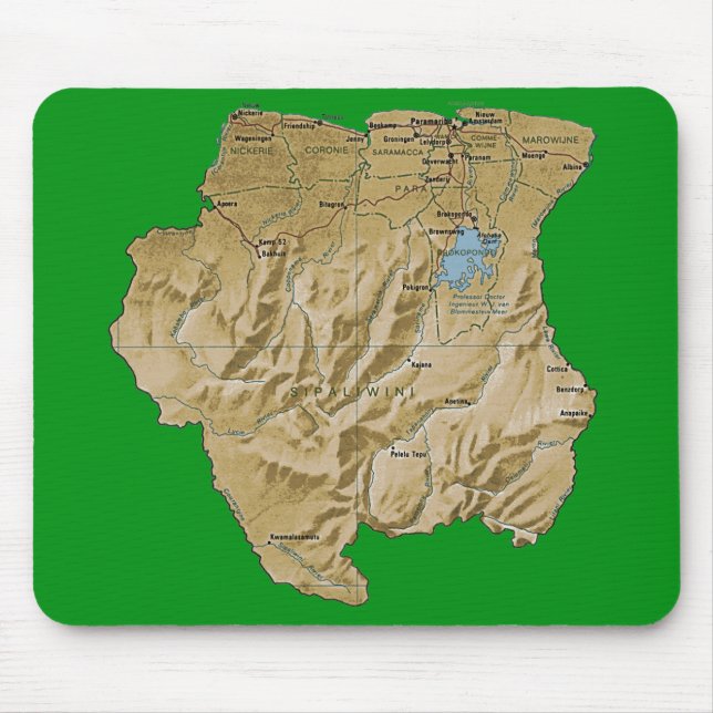 Suriname Karta Mousepad Musmatta (Framsidan)