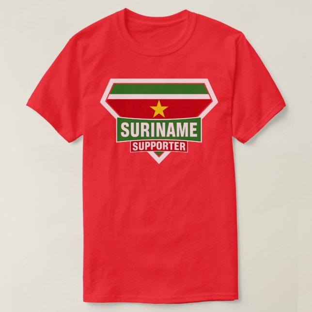 Suriname Toppen Flagga Supporter T Shirt (Design framsida)