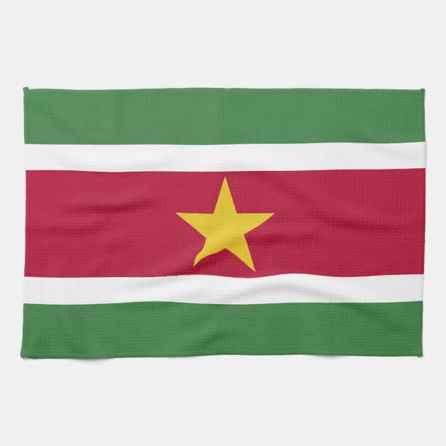 Surinames flagga kökshandduk (Horisontell)