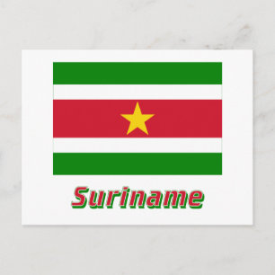 Surinames flagga med namn vykort
