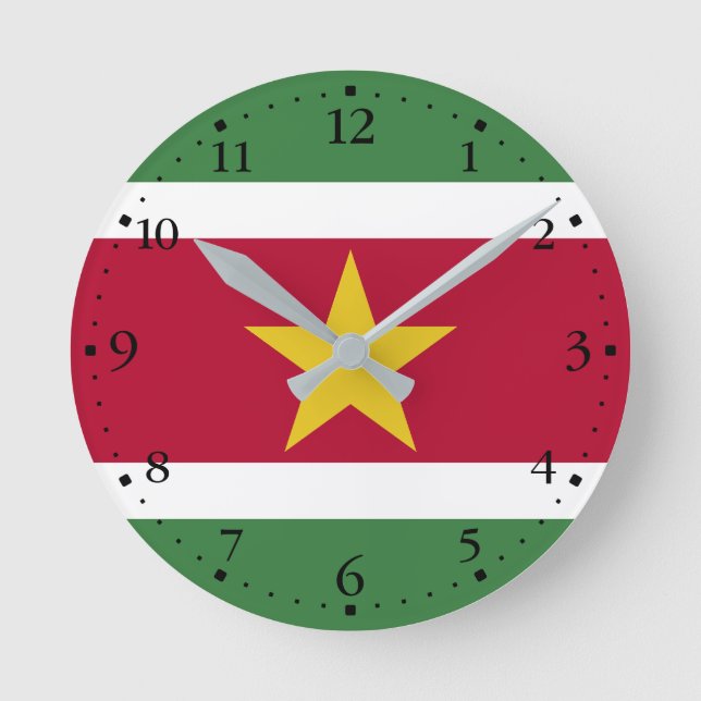 Surinames flagga rund klocka (Framsida)