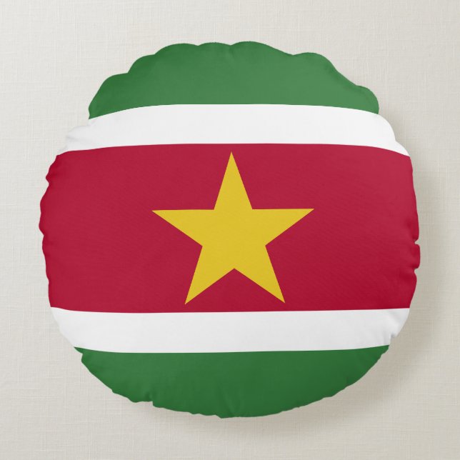 Surinames flagga rund kudde (Framsidan)