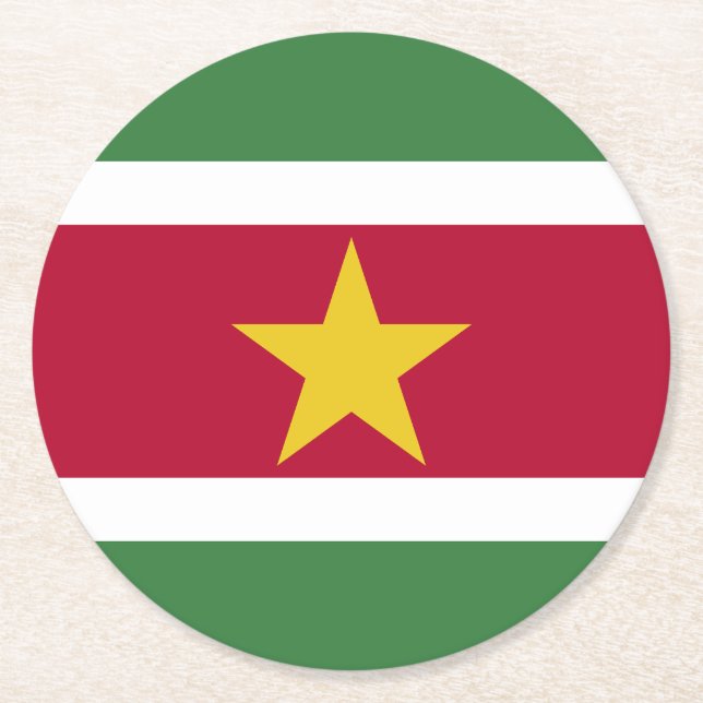 Surinames flagga underlägg papper rund (Framsidan)