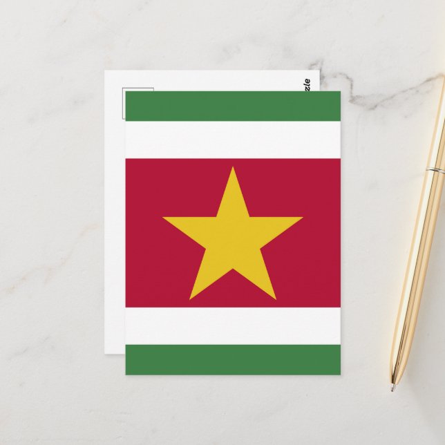 Surinames flagga vykort (Fram/Back In Situ)