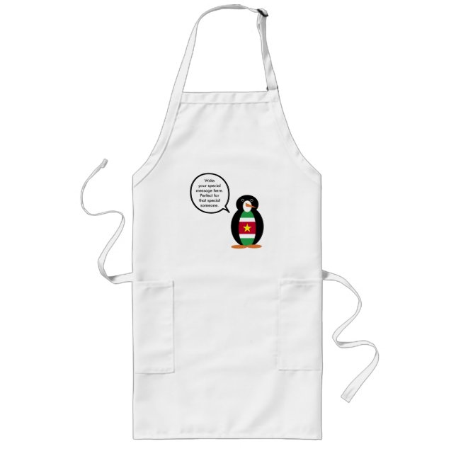 Surinamese Flagga Talking Penguin Långt Förkläde (Framsidan)