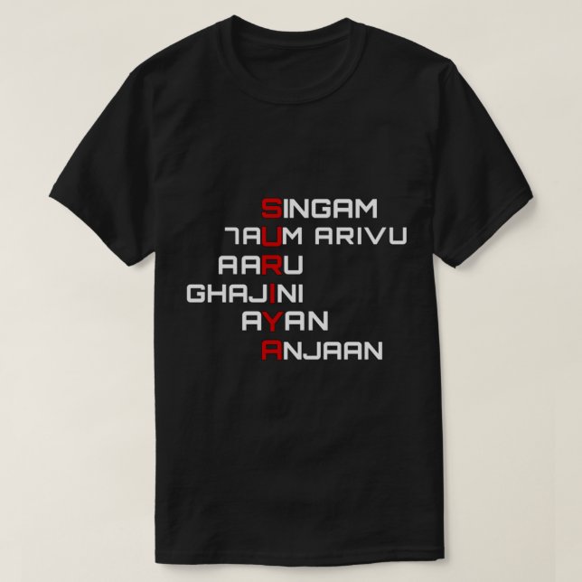 Suriya Tamil Movies   T Shirt (Design framsida)