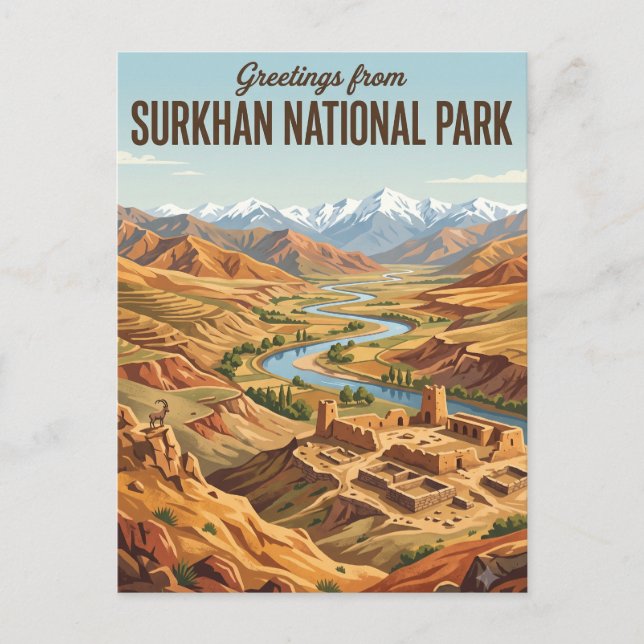 Surkhan nationalpark Uzbekistan Vykort (Framsida)