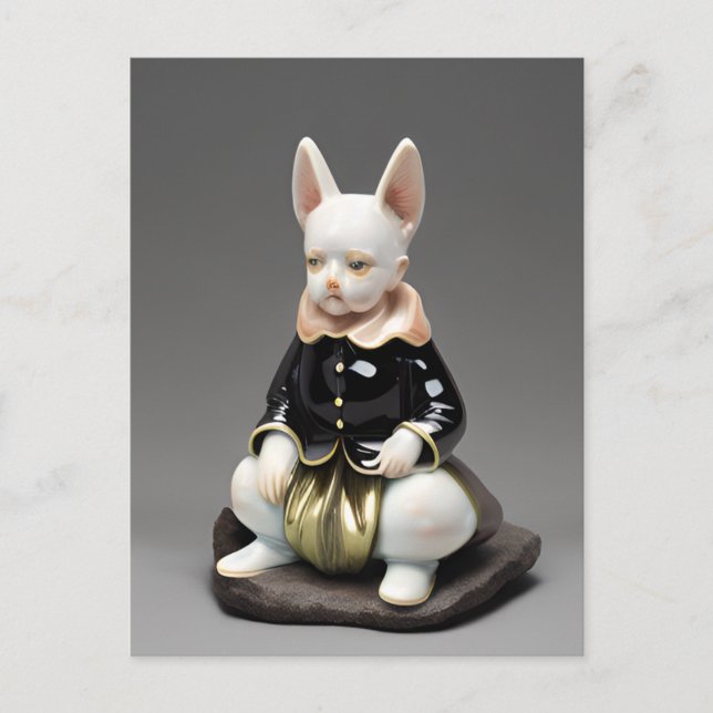 Surly Rabbit Porcelain Figurine Vykort (Framsida)