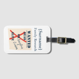 [Surname] Family Research (Wanted Poster) Bagagebricka