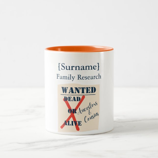 [Surname] Family Research (Wanted Poster) Två-Tonad Mugg (Center)