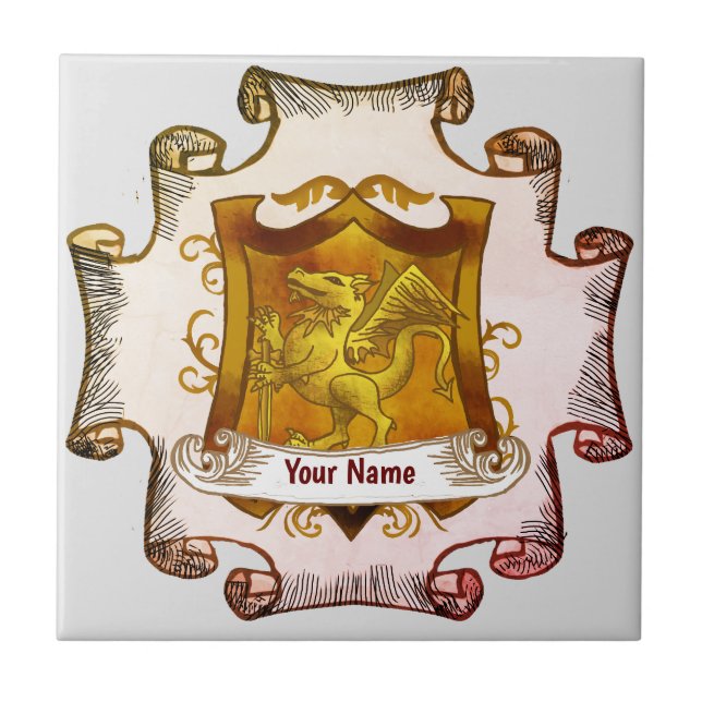 Surname-panel för Dragons Shield-familjen Kakelplatta (Framsidan)
