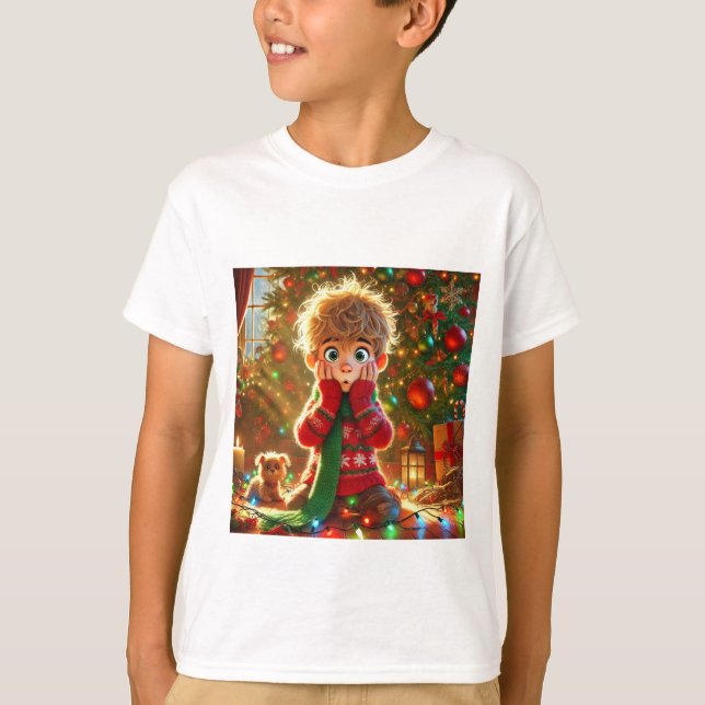 Surprisad Boy-julmagic - Kids Festive T-Shi T Shirt (Framsida)