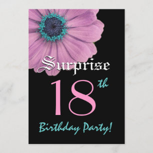 SURPRISE 18:e Rosa av födelsedagsmall Inbjudningar