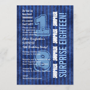 SURPRISE 18th Modern Birthday Blue Rand W555 Inbjudningar