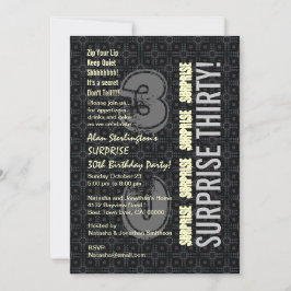 SURPRISE 30års födelsedag Black Silver Ivory V4N Inbjudningar