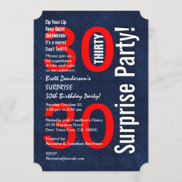 SURPRISE 30års födelsedag Modern Royal Blue R601A Inbjudningar