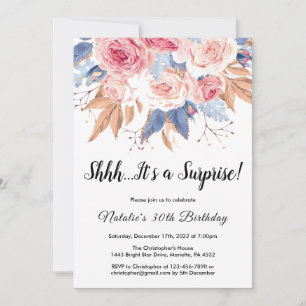 Surprise 30års födelsedag Watercolor Botanical Blo Inbjudningar