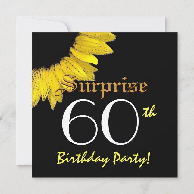 SURPRISE 40:e födelsedag Party Gult Solros Inbjudningar (Framsida)