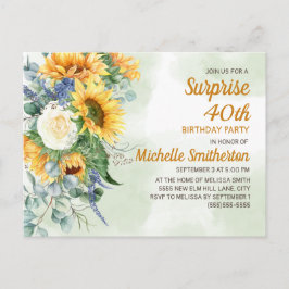Surprise 40:e födelsedagen: Solblommor Eucalyptus Vykort