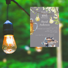 Surprise 40th Backyard BBQ Birthday Invitation Inbjudningar