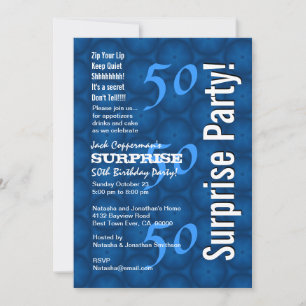 SURPRISE 50:e födelsedagen Modern Blue Mönster G20 Inbjudningar