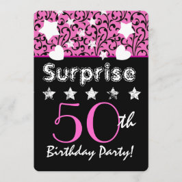 SURPRISE 50:e Rosan Swirls Hearts Stars Inbjudningar